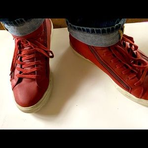 Aldo red zipper leather and faux leather